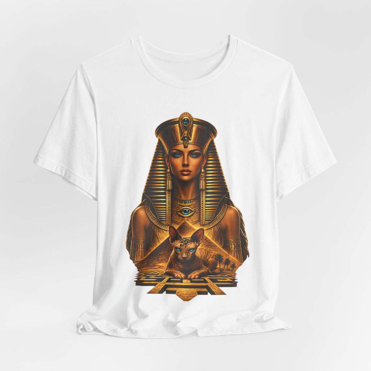 Pharaoh Goddess Tee — Golden Egyptian Sphinx Graphic T-Shirt