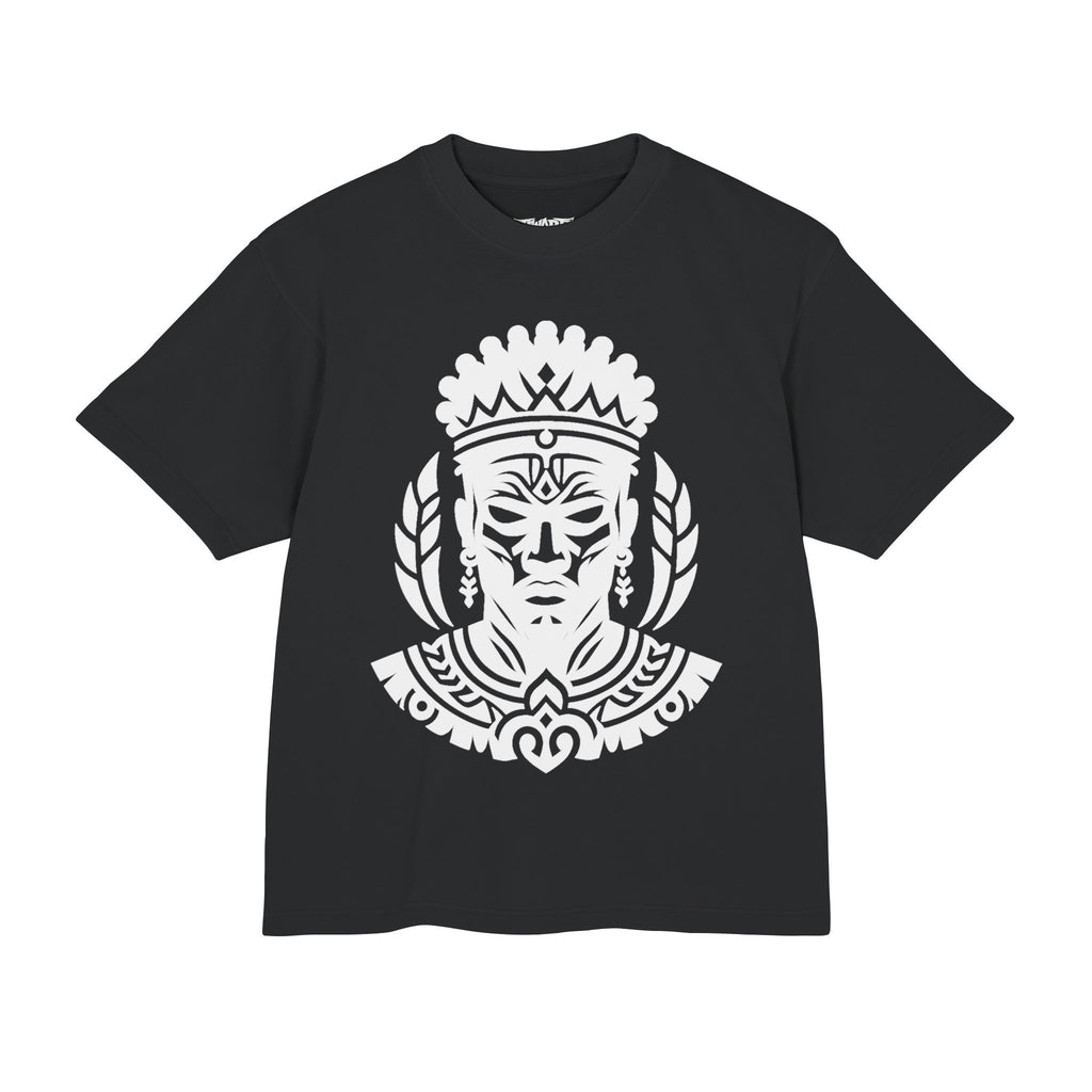 Tribal King Graphic Tee — Bold Monochrome Urban Streetwear
