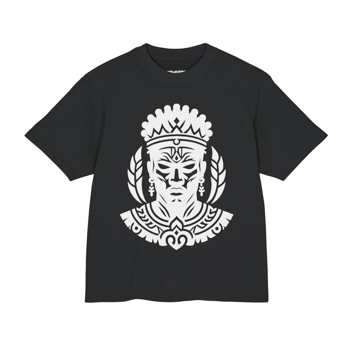 Tribal King Graphic Tee — Bold Monochrome Urban Streetwear