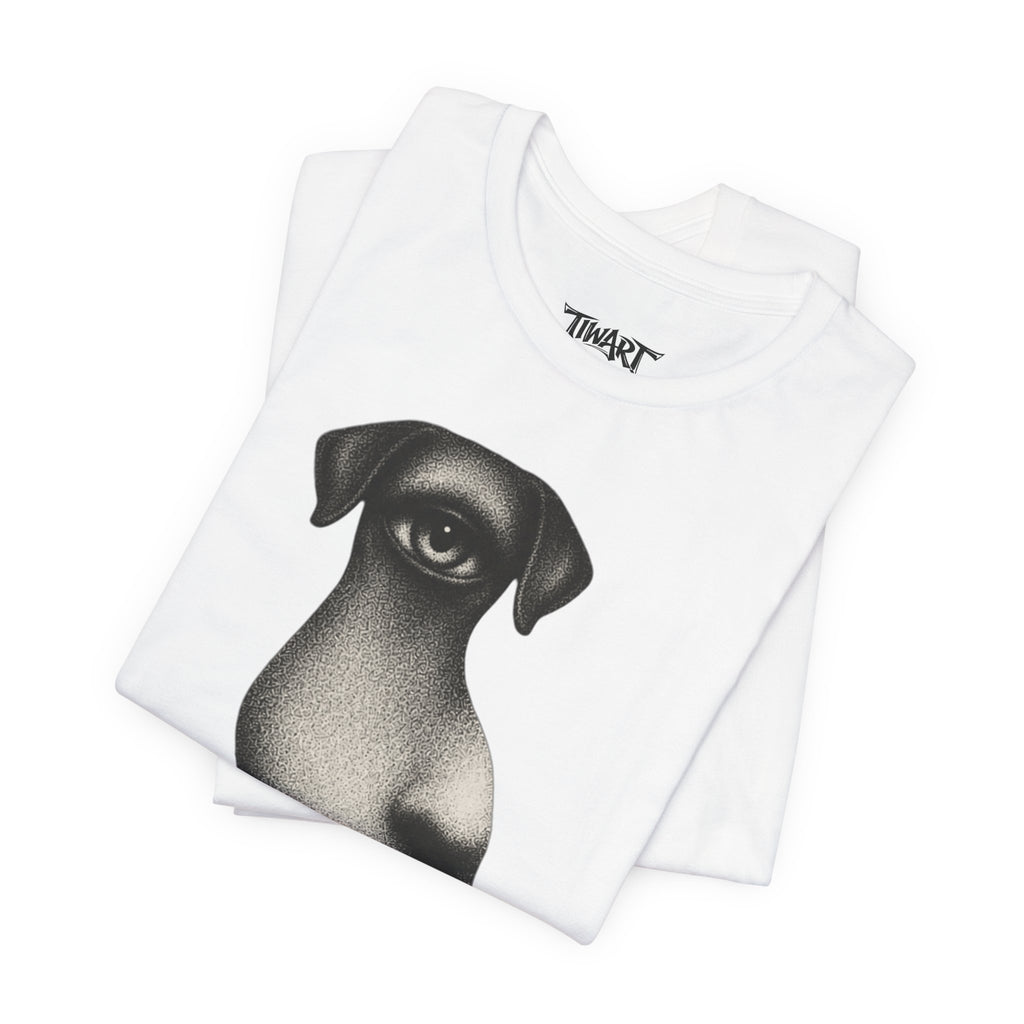 Surreal One‑Eyed Dog Graphic Tee — Monochrome Psychedelic Art T‑Shirt