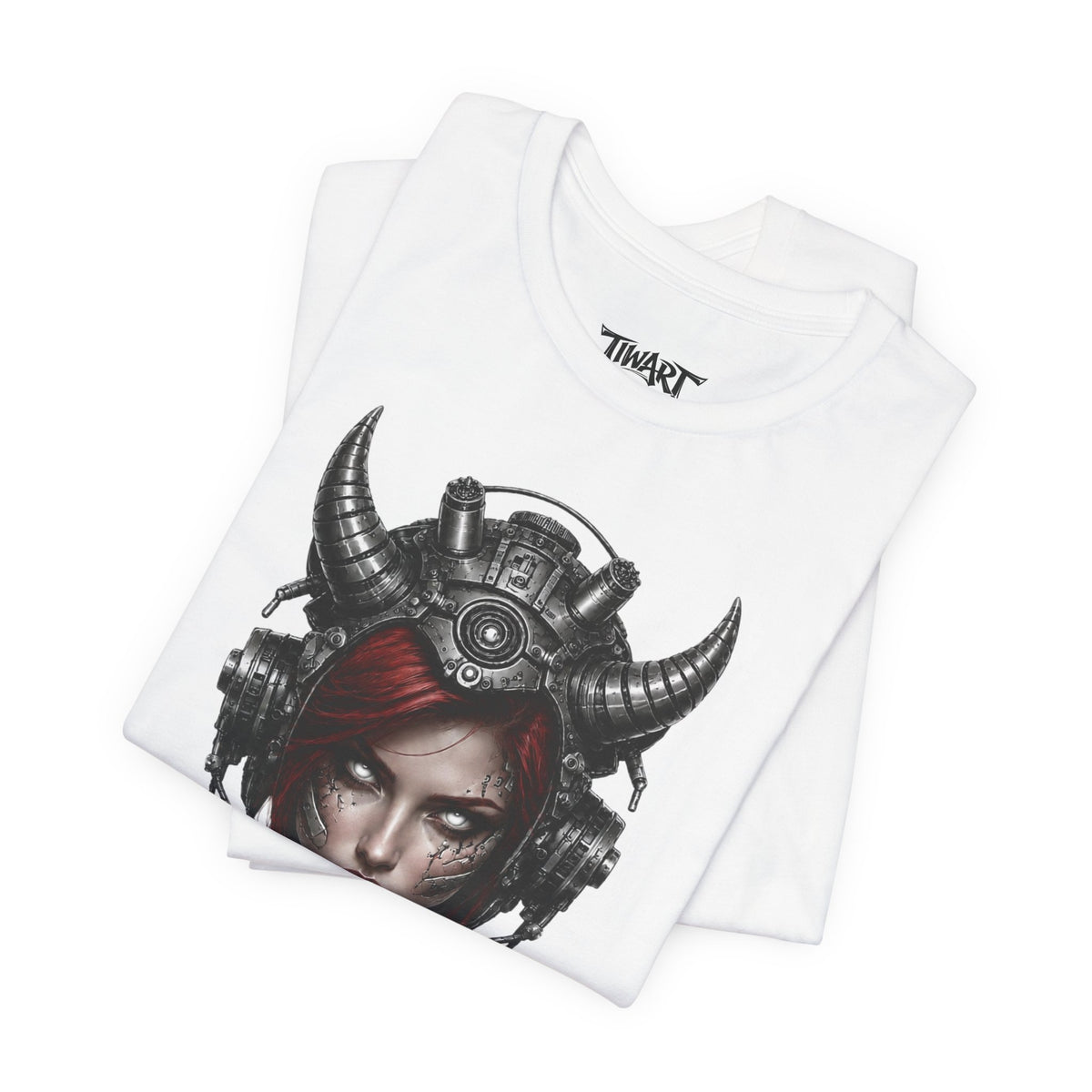 Valkyrie Cyberpunk Tee — Horned Helmet Sci‑Fi Warrior Graphic T‑Shirt