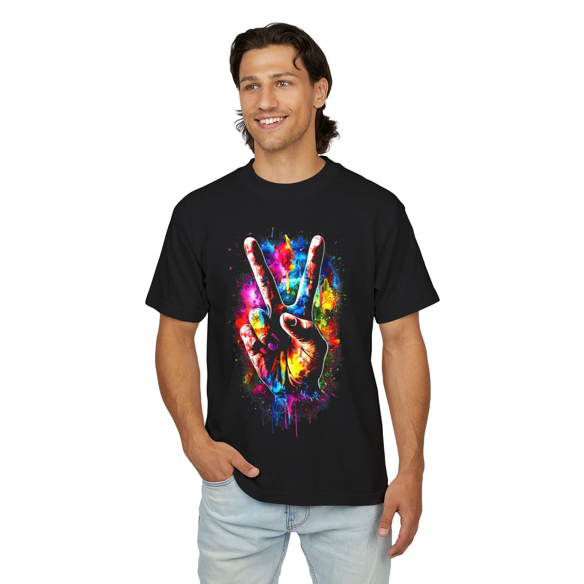 Peace Sign Tie-Dye Graphic Tee — Colorful Urban Vibe T-Shirt