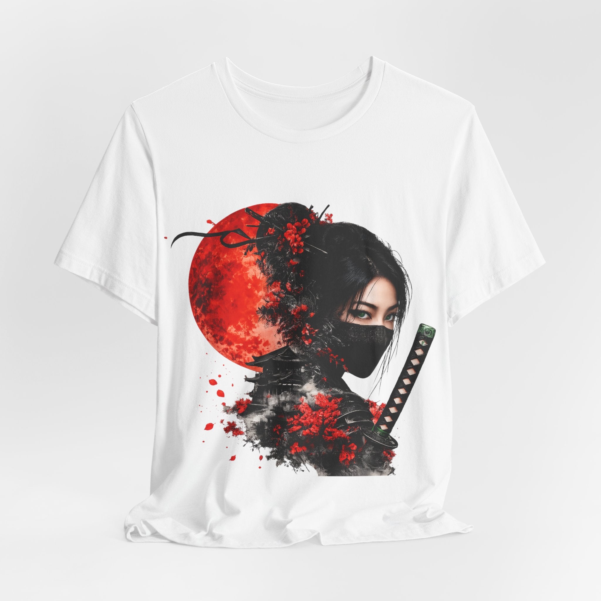 Ninja Warrior Tee — Red Moon Samurai Mask T-Shirt