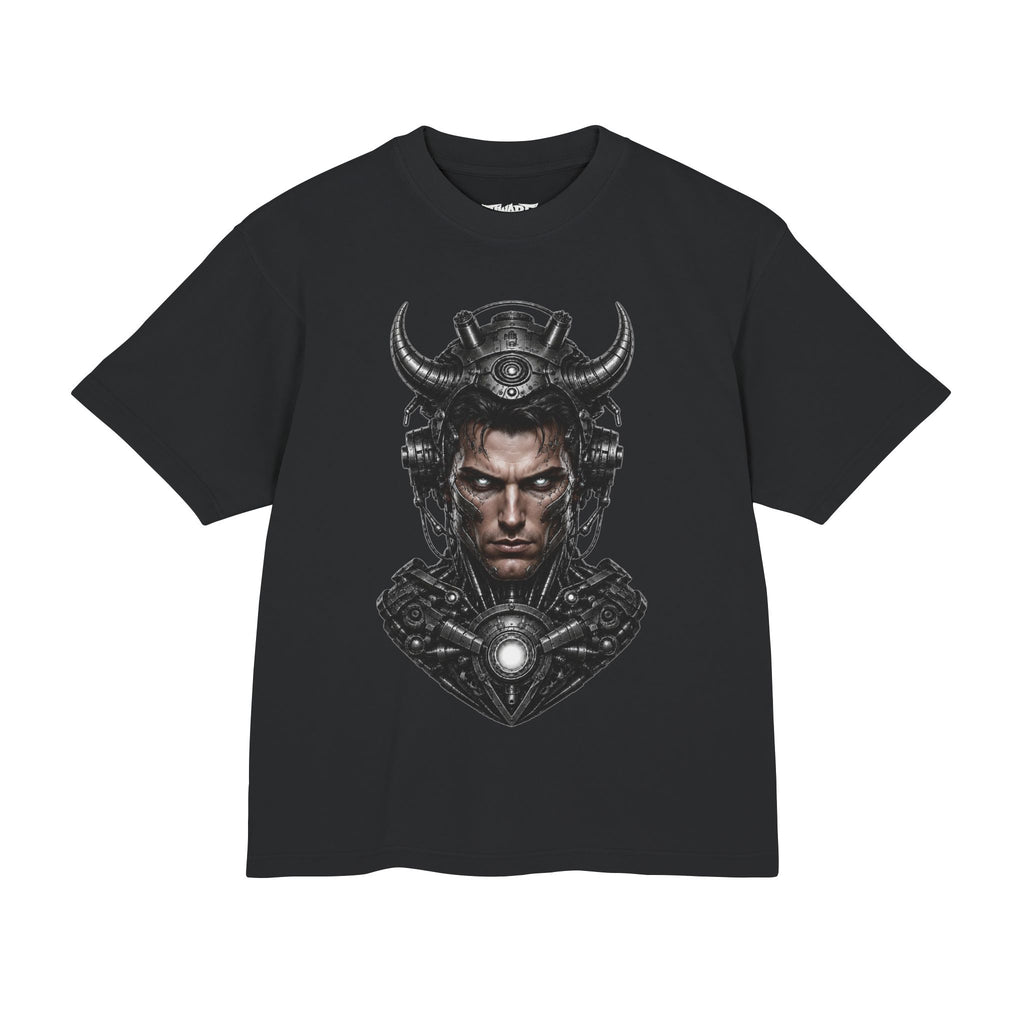 Samurai Warrior Helmet T-Shirt — Dark Cyberpunk Armor Portrait