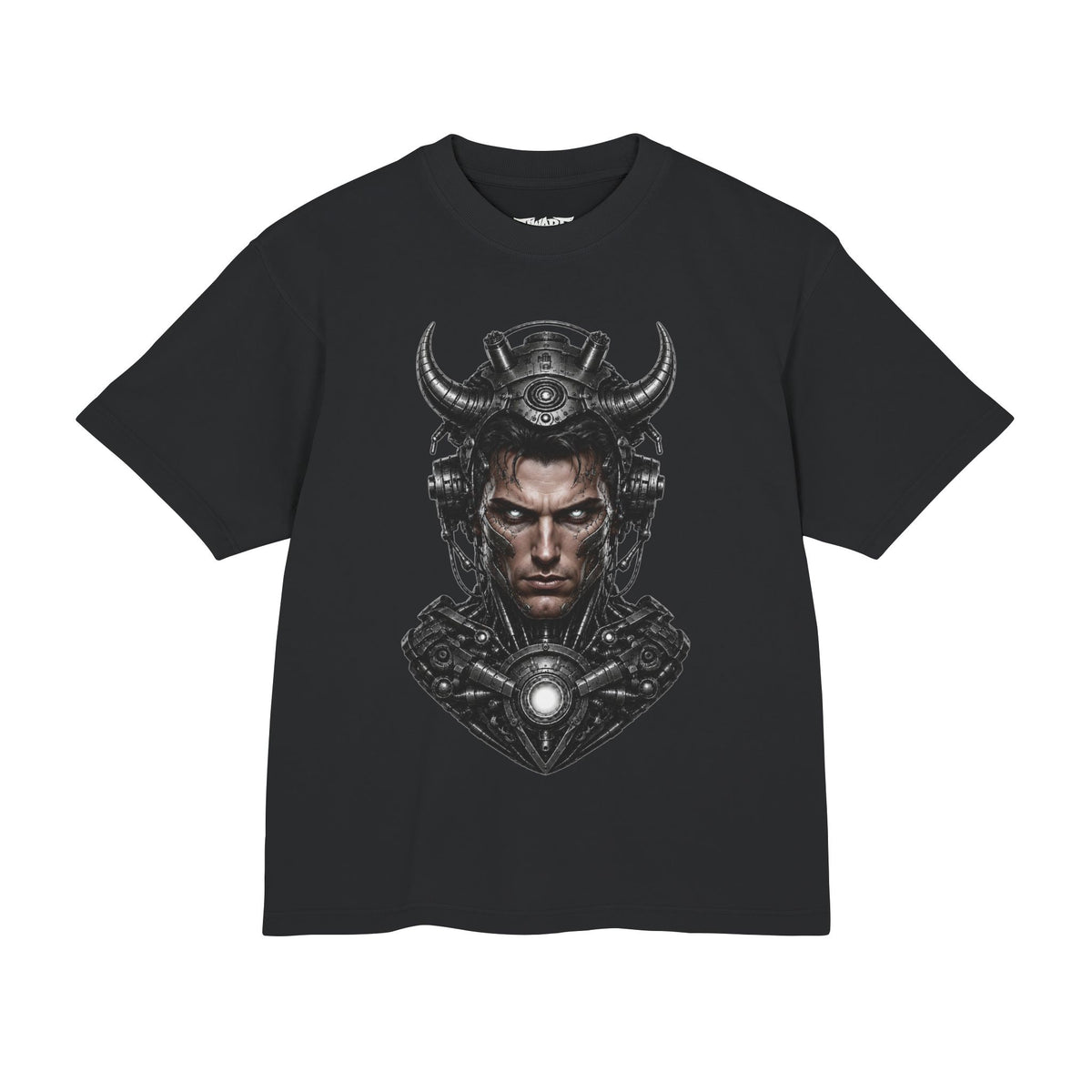 Samurai Warrior Helmet T-Shirt — Dark Cyberpunk Armor Portrait