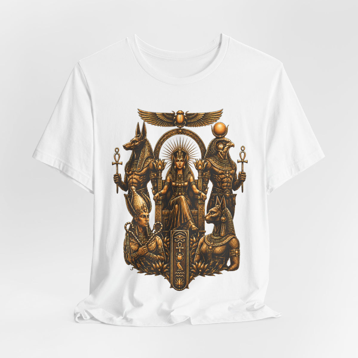 Egyptian Deities Throne Tee - Anubis & Ra Mythology Graphic T-Shirt