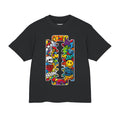 Graphic Razor Blade Tee — Colorful Street Art Pop Collage