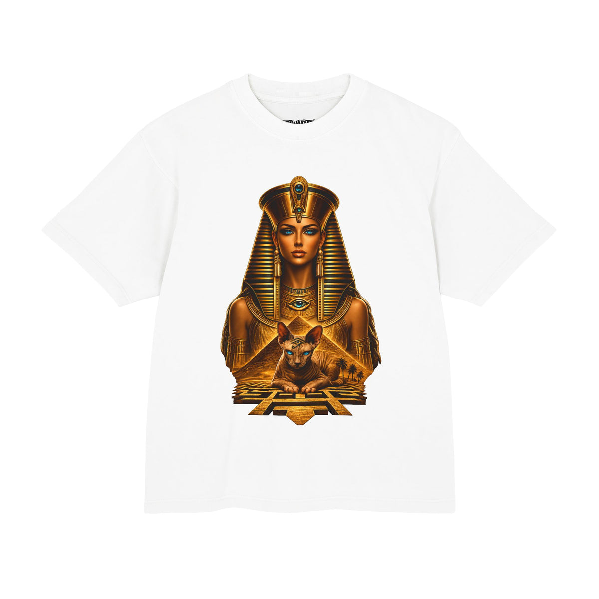 Pharaoh Goddess Graphic Tee – Golden Egyptian Sphinx T-Shirt