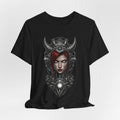 Valkyrie Cyberpunk Tee — Horned Helmet Sci‑Fi Warrior Graphic T‑Shirt