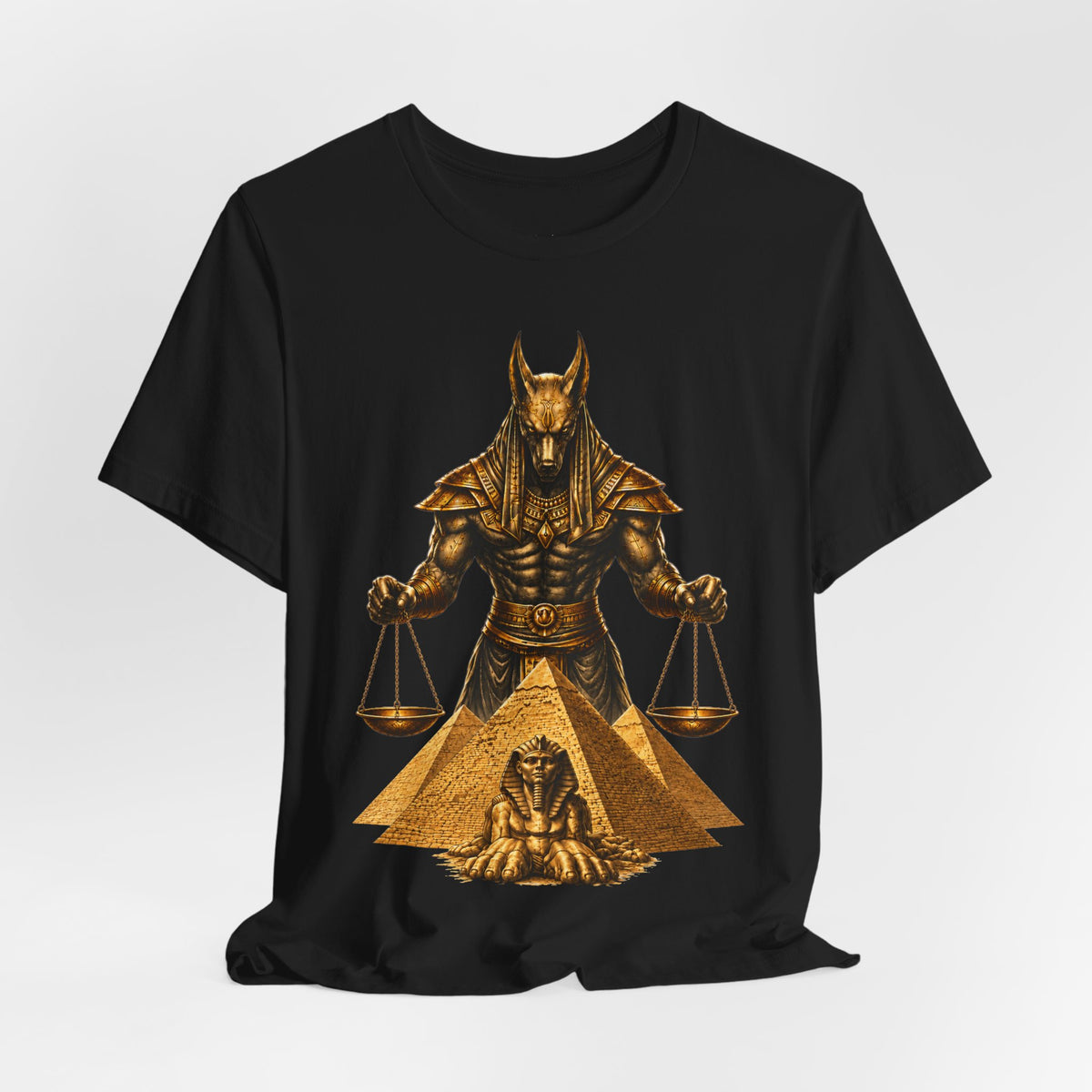 Anubis Scales Tee — Egyptian Mythology Pyramid Graphic T-Shirt