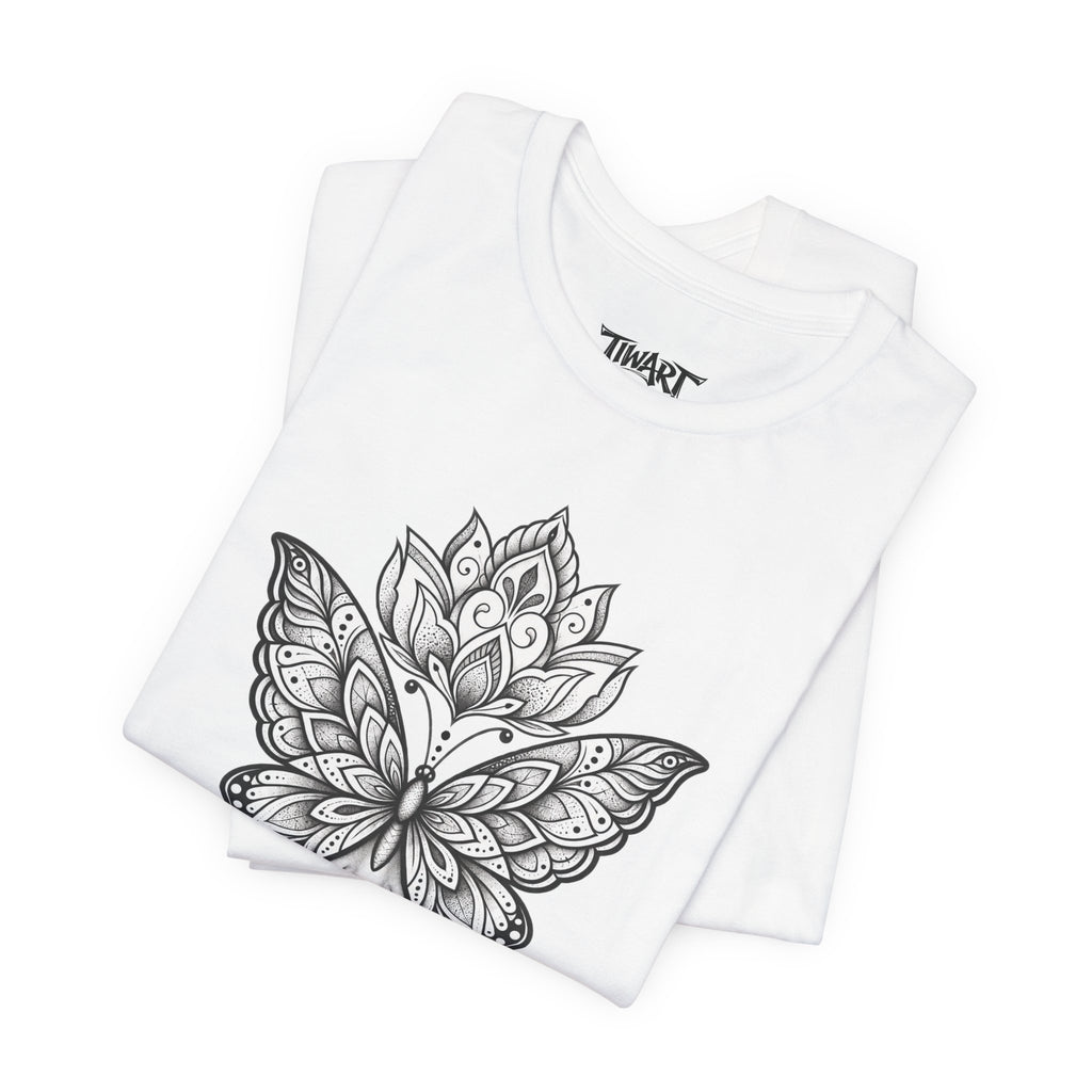 Butterfly Mandala Face Tee — Boho Spiritual Graphic T-Shirt