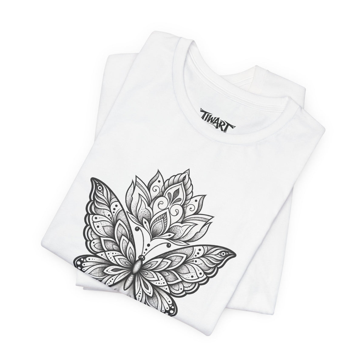 Butterfly Mandala Face Tee — Boho Spiritual Graphic T-Shirt