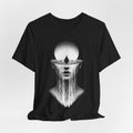 Meditative Waterfall Head Tee — Surreal Mindfulness Graphic T-Shirt