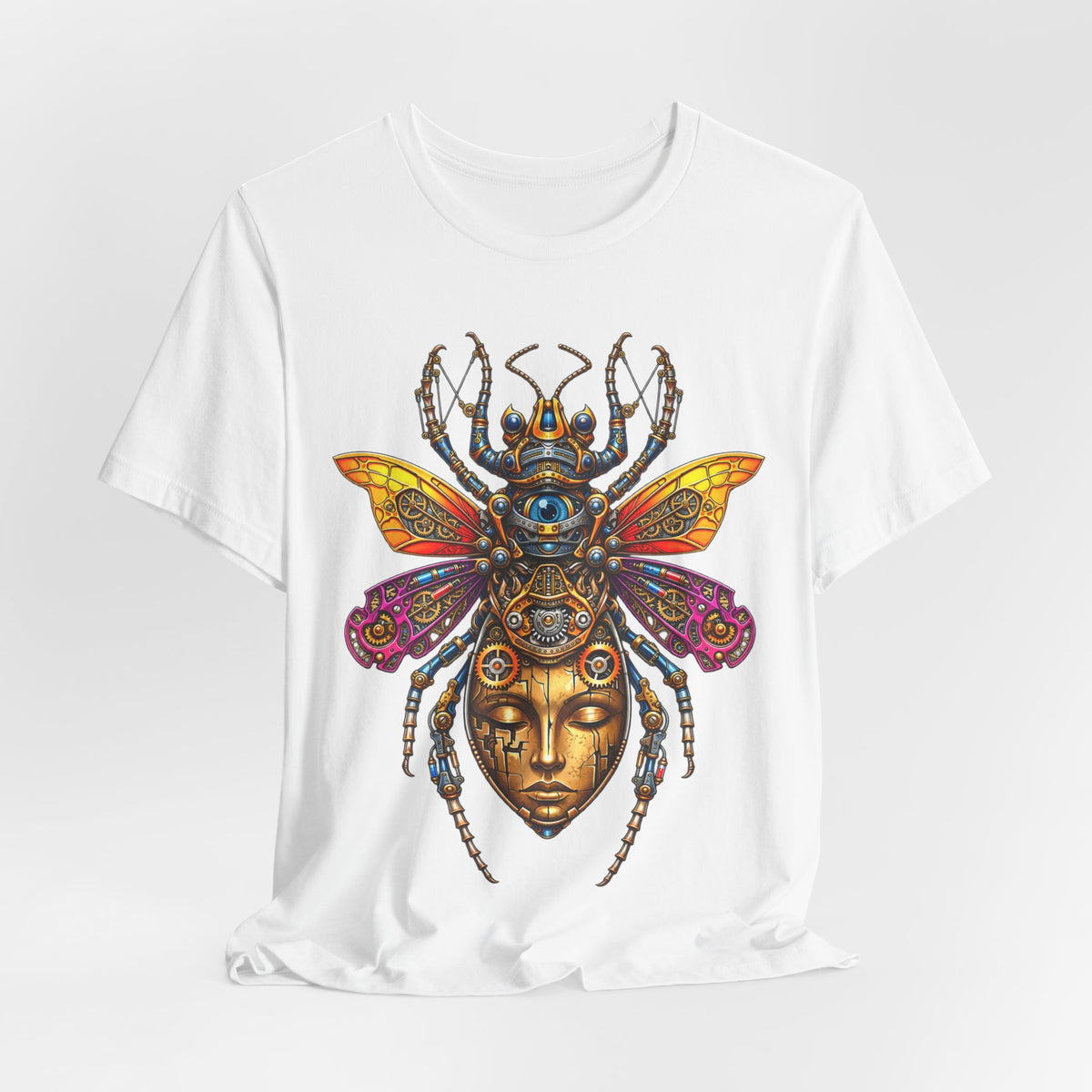 Mystic Bug Goddess T‑Shirt — Ornate Insect Mask Graphic Tee