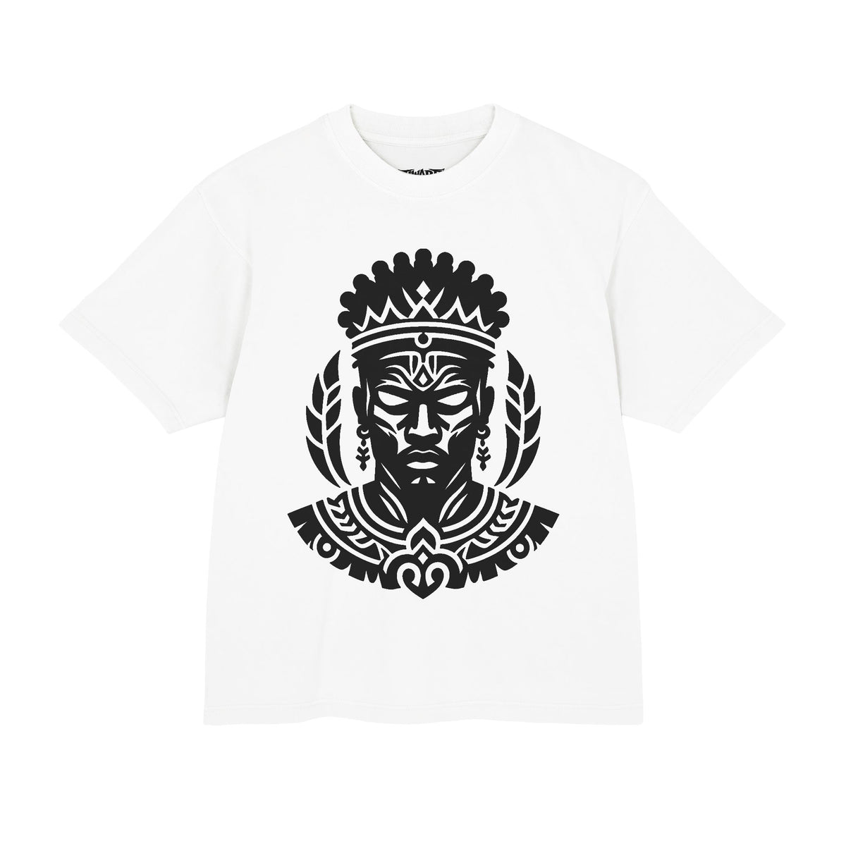 Tribal King Graphic Tee — Bold Monochrome Urban Streetwear