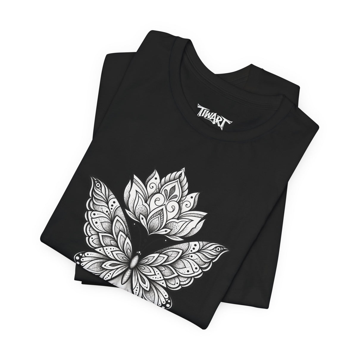Butterfly Mandala Face Tee — Boho Spiritual Graphic T-Shirt