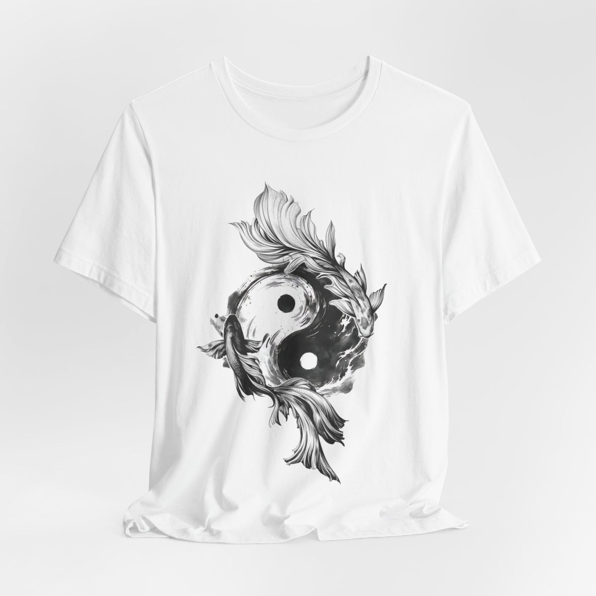 Yin Yang Koi Fish T-Shirt — Black Ink Zen Graphic Tee