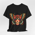 Butterfly Lady Tee — Vintage Tattoo Style Women's Face Graphic T-Shirt