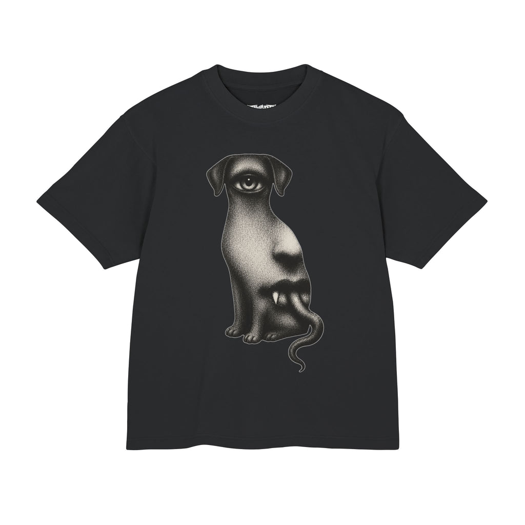 Surreal Black Dog Illusion Tee – Optical Face Art T-Shirt