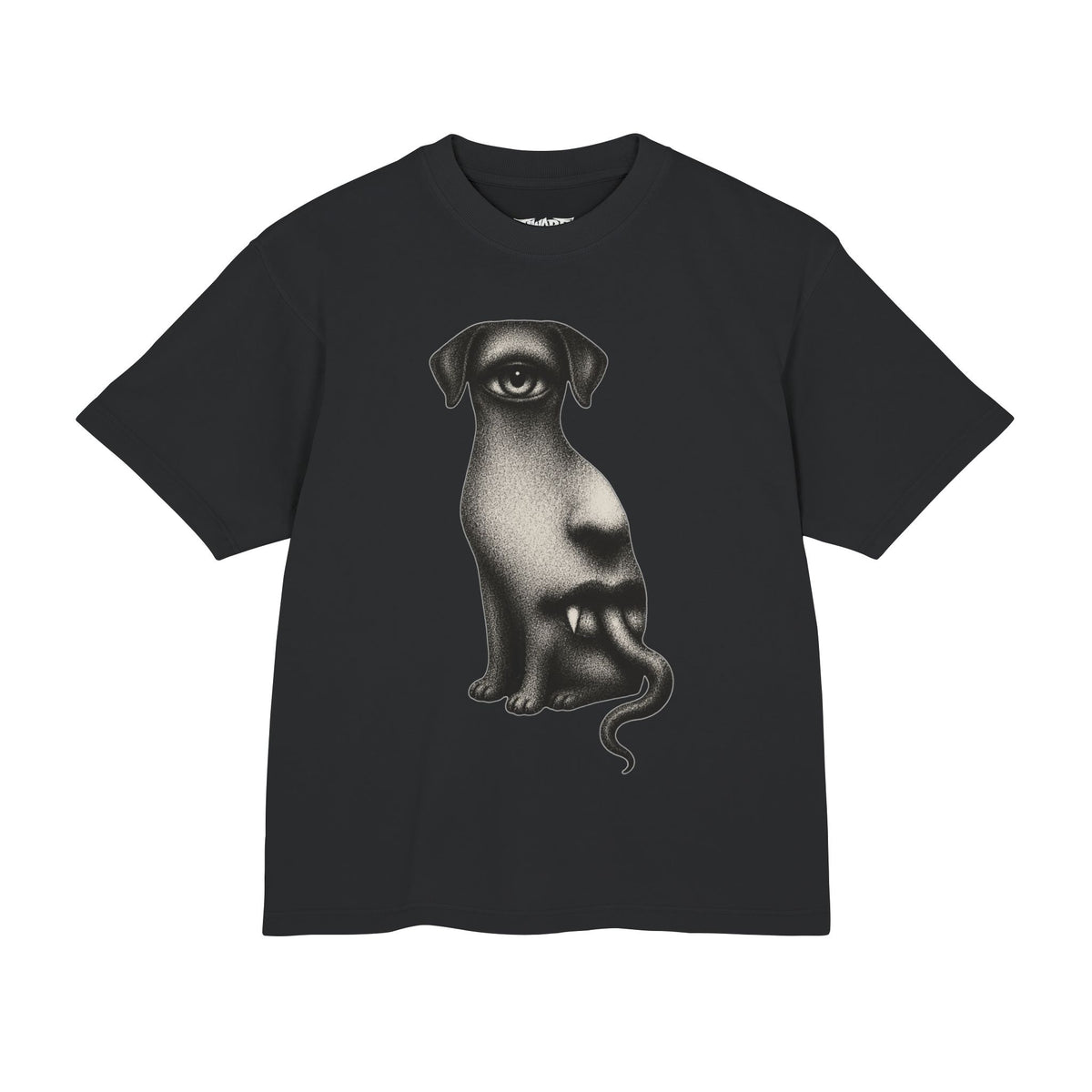 Surreal Eye-Face Dog Graphic Tee — Avant-Garde Art T-Shirt