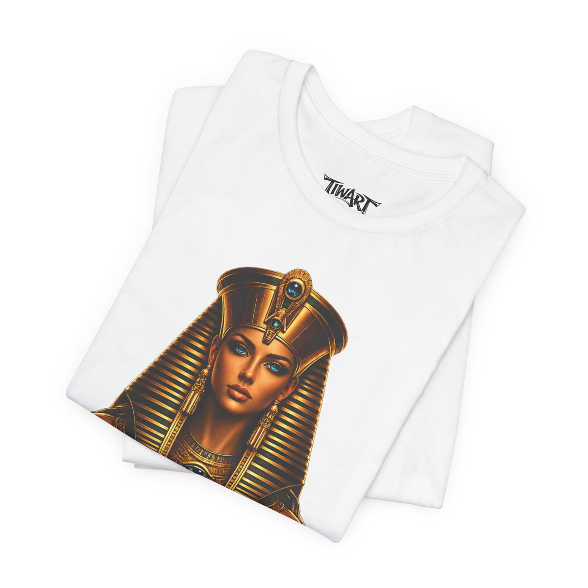 Pharaoh Goddess Graphic Tee — Egyptian Queen & Cat Vintage Illustration