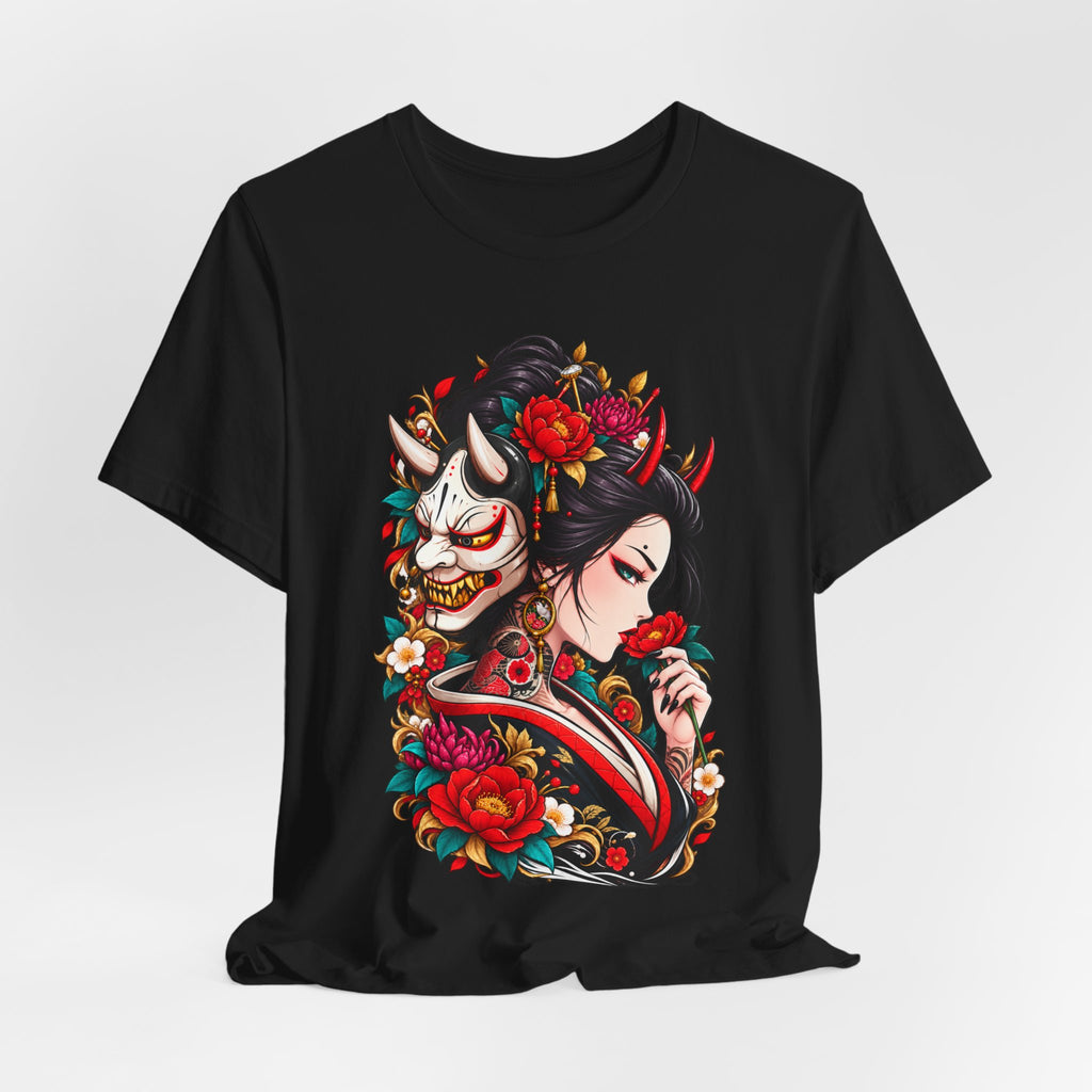 Geisha & Hannya Mask Floral T-Shirt