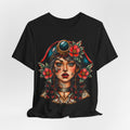 Vintage Pirate Rose Tee — Floral Pirate Woman Graphic T-Shirt