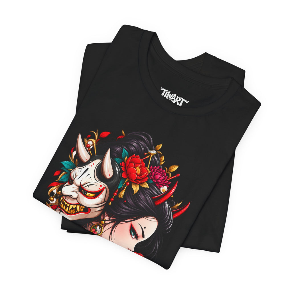 Geisha & Hannya Mask Floral T-Shirt