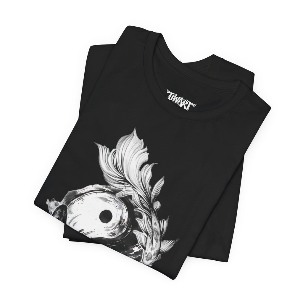 Yin Yang Koi Fish T-Shirt — Black Ink Zen Graphic Tee