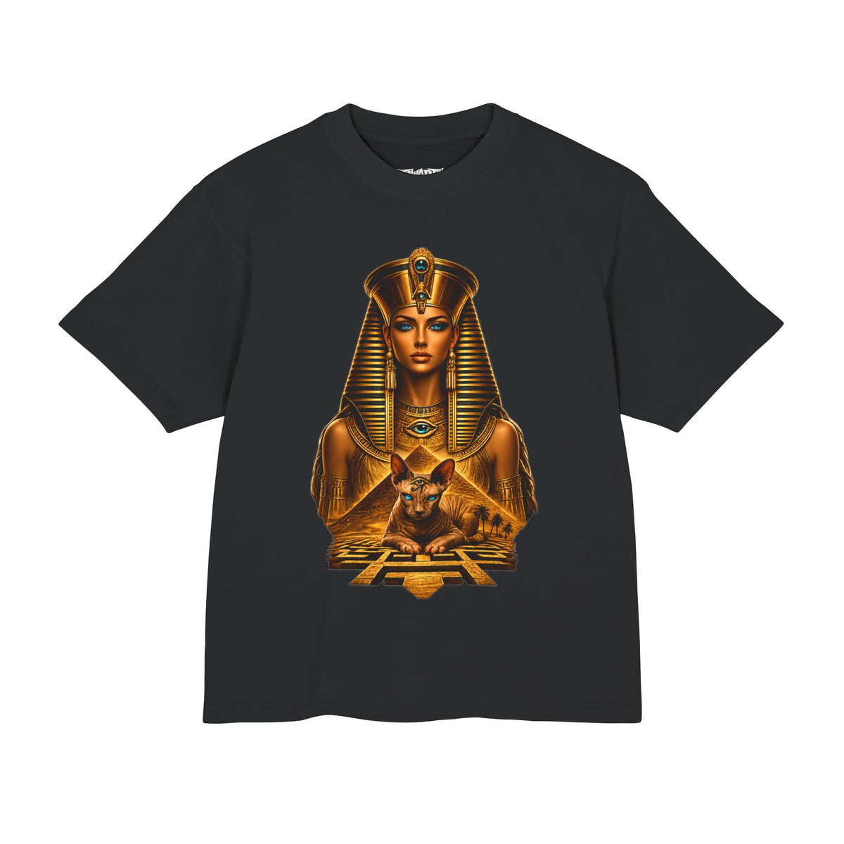 Pharaoh Goddess Graphic Tee – Golden Egyptian Sphinx T-Shirt