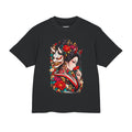 Hannya Geisha Floral Tee — Japanese Mask & Flower Graphic T-Shirt