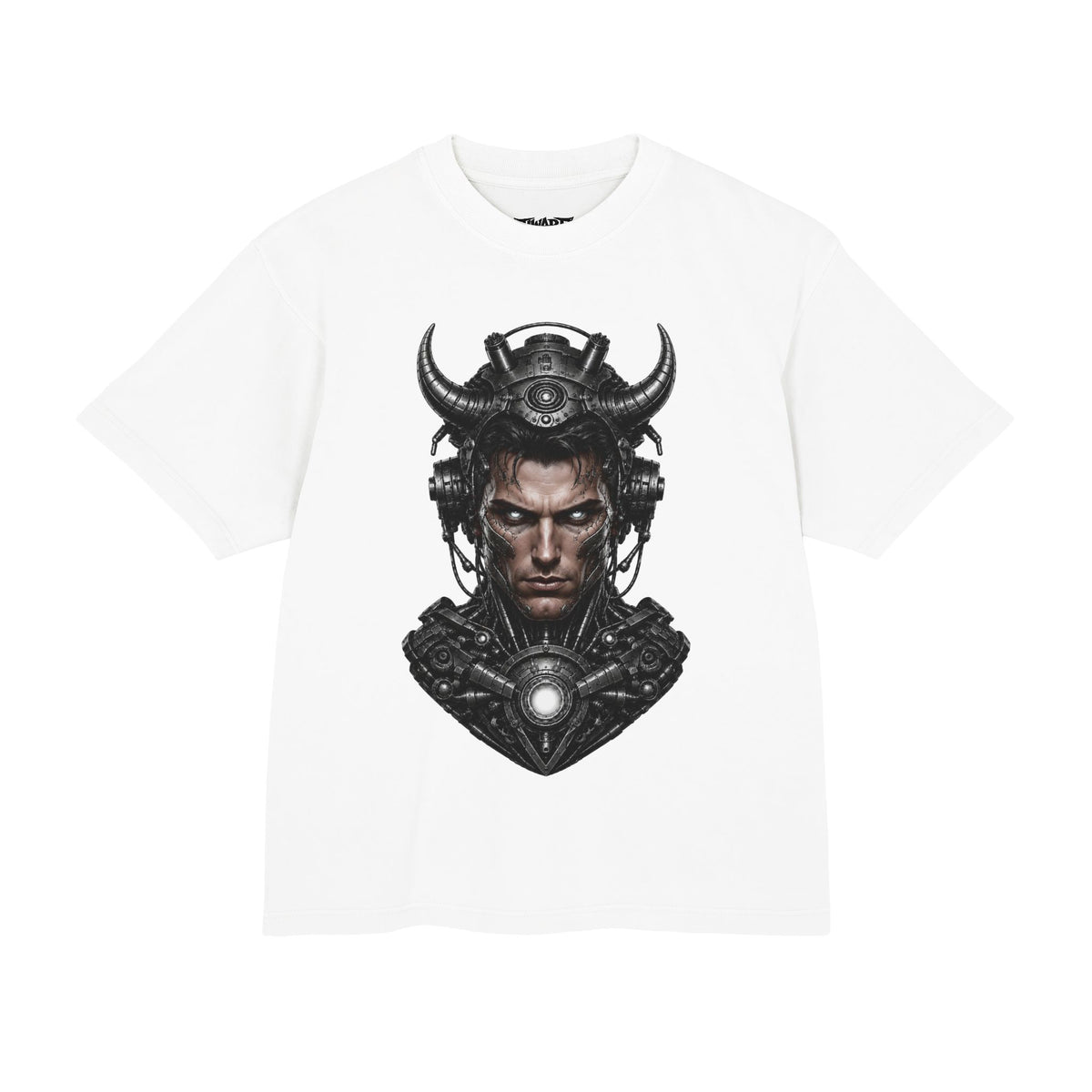 Samurai Warrior Helmet T-Shirt — Dark Cyberpunk Armor Portrait