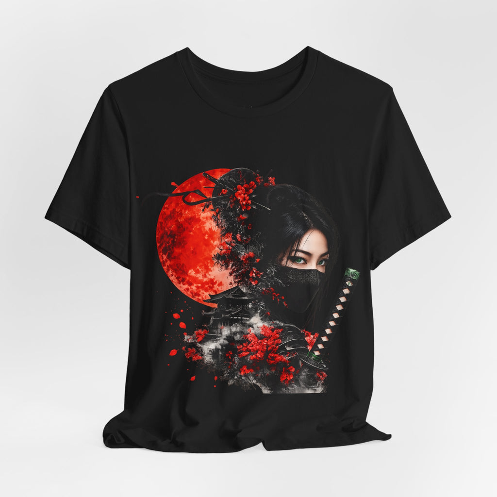 Ninja Warrior Tee — Red Moon Samurai Mask T-Shirt
