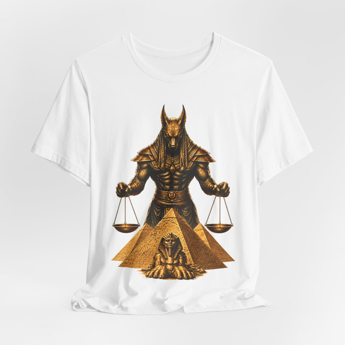 Anubis Scales Tee — Egyptian Mythology Pyramid Graphic T-Shirt