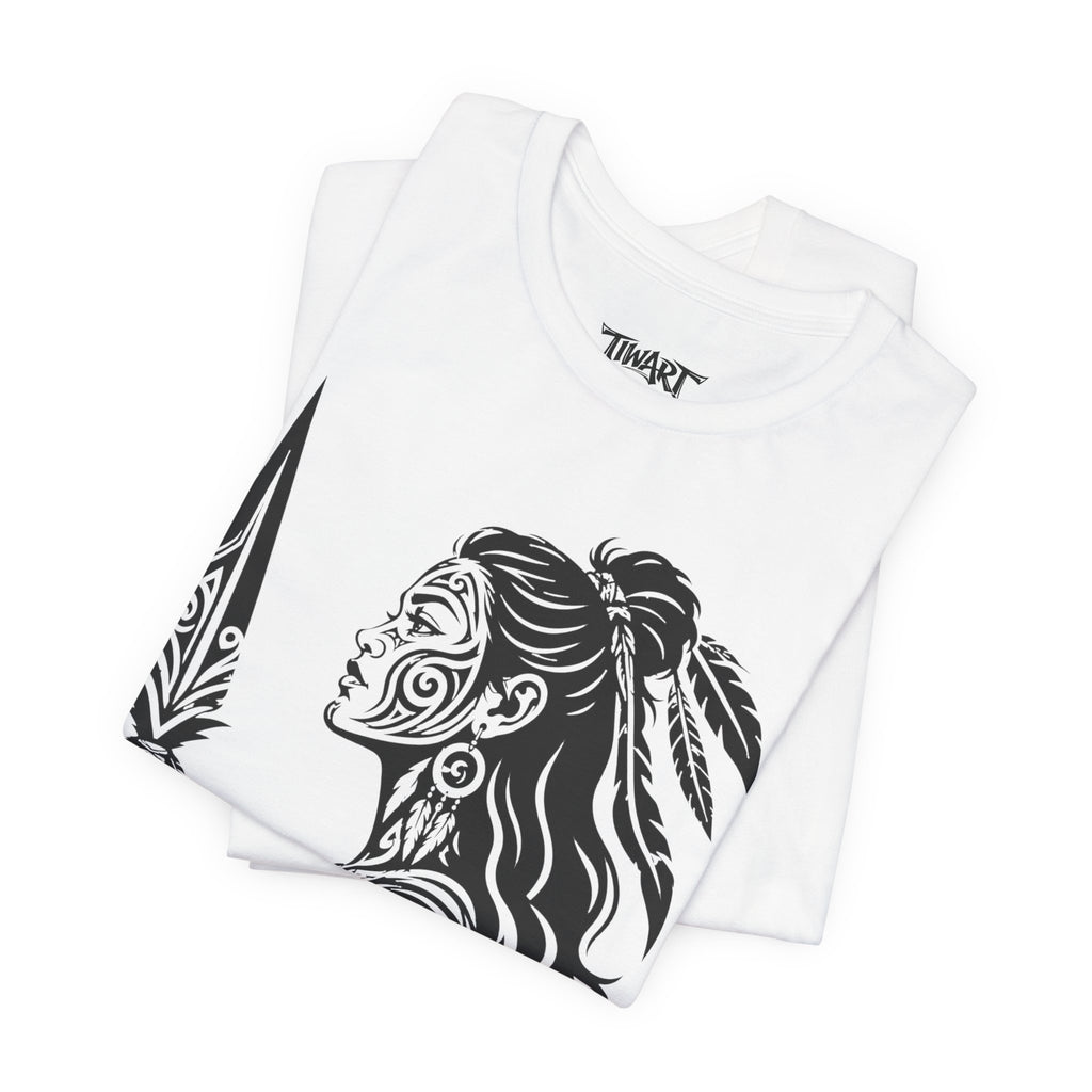Maori Warrior Tattoo Tee — Tribal Spear Profile Graphic T-Shirt
