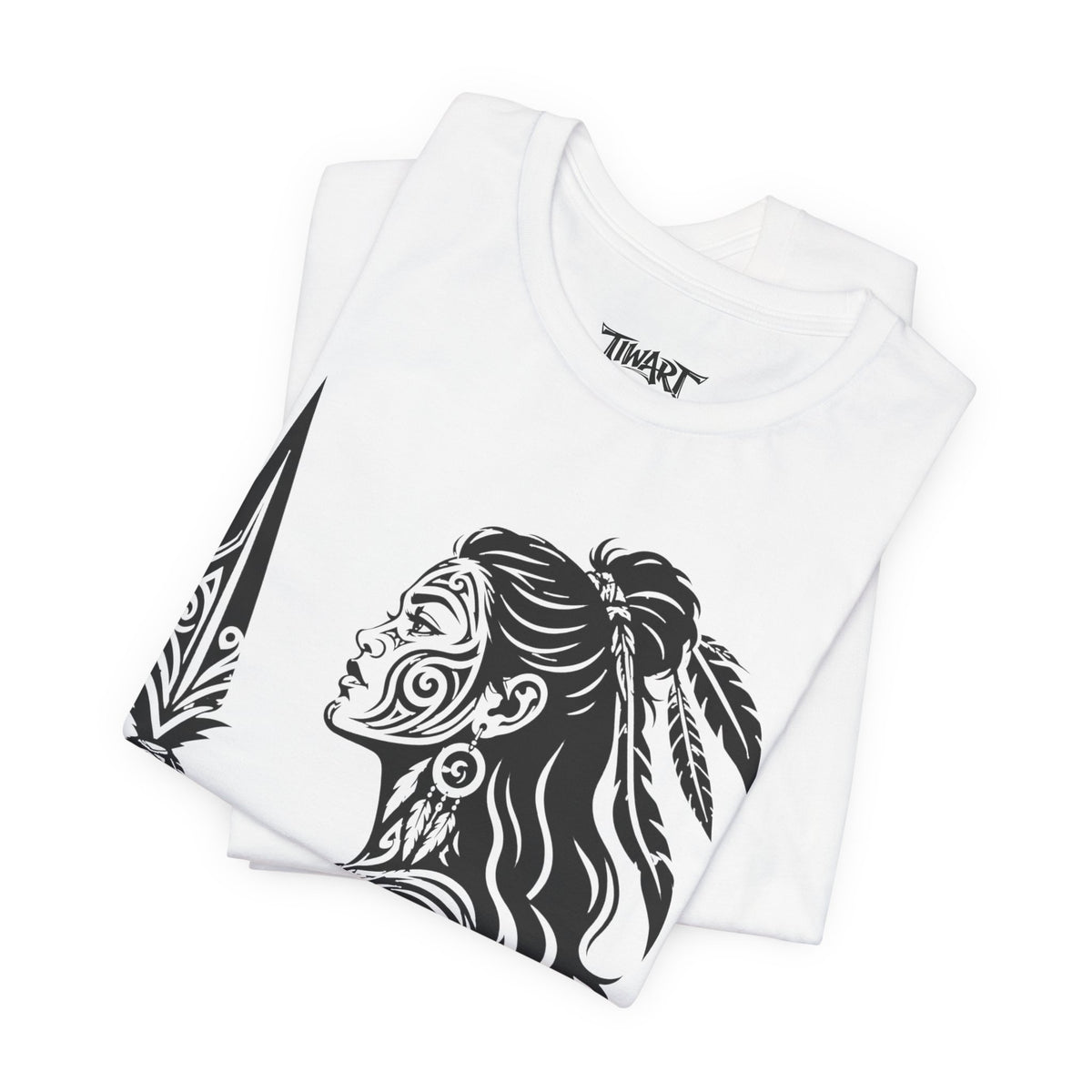 Maori Warrior Tattoo Tee — Tribal Spear Profile Graphic T-Shirt