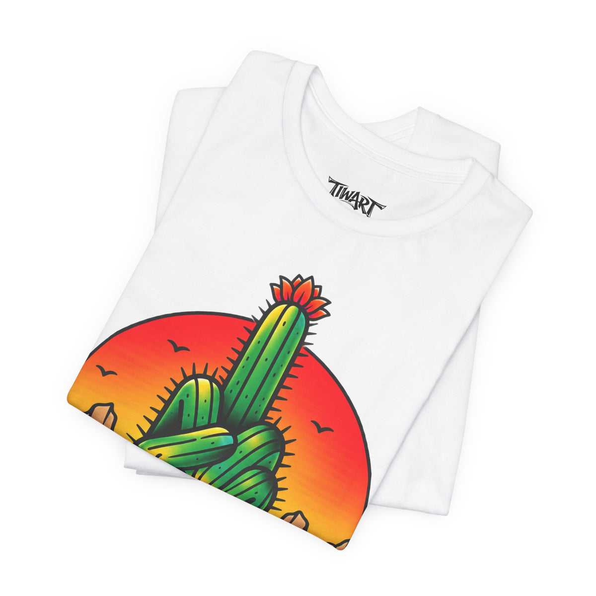 Cactus Middle Finger Tee — Desert Sunset Graphic T-Shirt