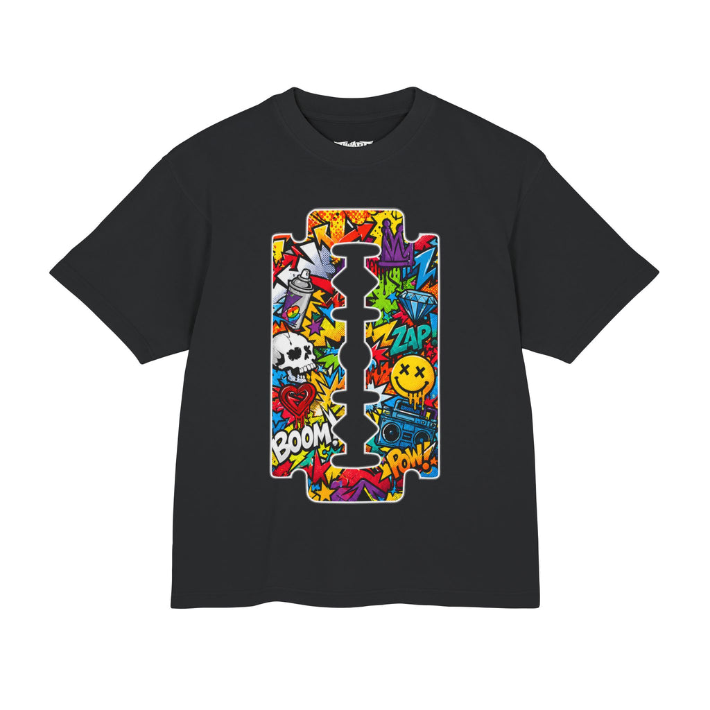 Razor Blade Graffiti Tee — Colorful Street Art Skate Shirt