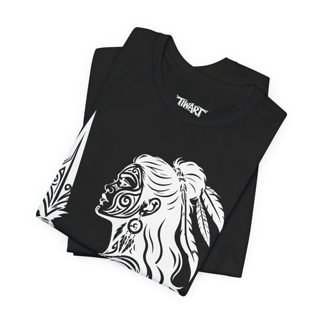 Maori Warrior Tattoo Tee — Tribal Spear Profile Graphic T-Shirt