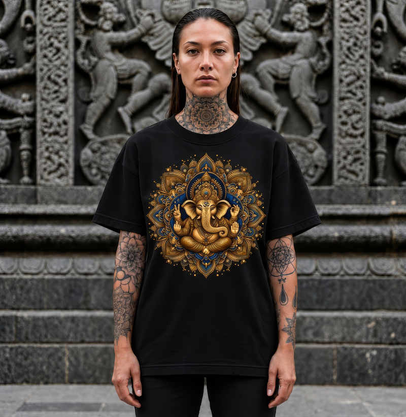Ganesha Mandala Tattoo-Inspired T-Shirt