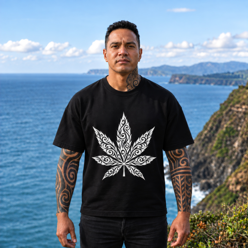 Tribal Leaf Tattoo-Inspired T-Shirt
