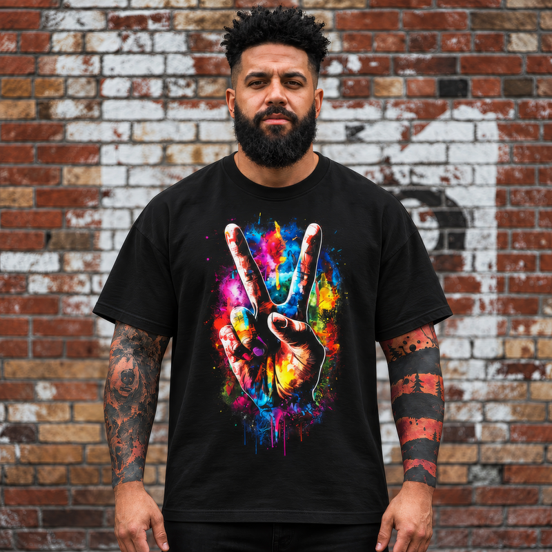 Watercolor Peace Hand Tattoo-Inspired T-Shirt