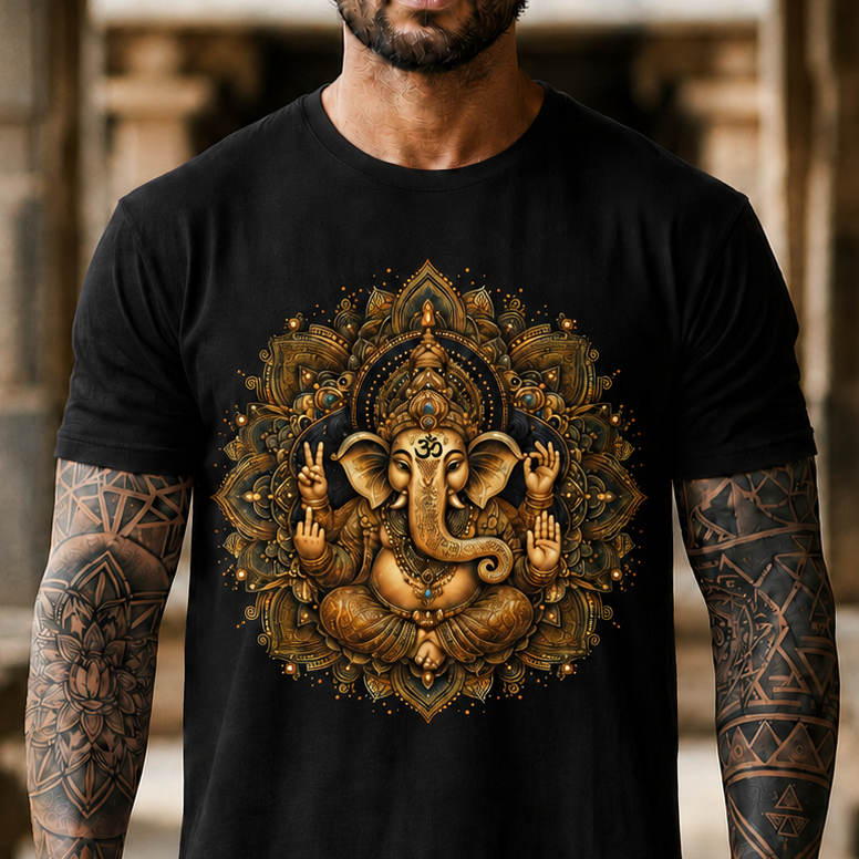 Ganesha Mandala T-Shirt – Hindu Elephant God Spiritual Tee
