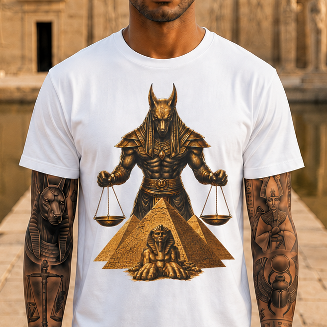 Anubis Scales T-Shirt — Egyptian God of Justice Graphic Tee
