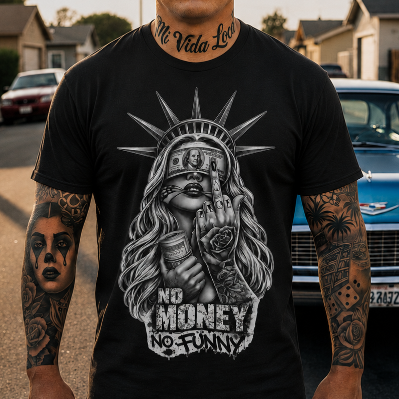 Statue of Liberty Graphic Tee - 'No Money No Funny' Urban Streetwear T-Shirt