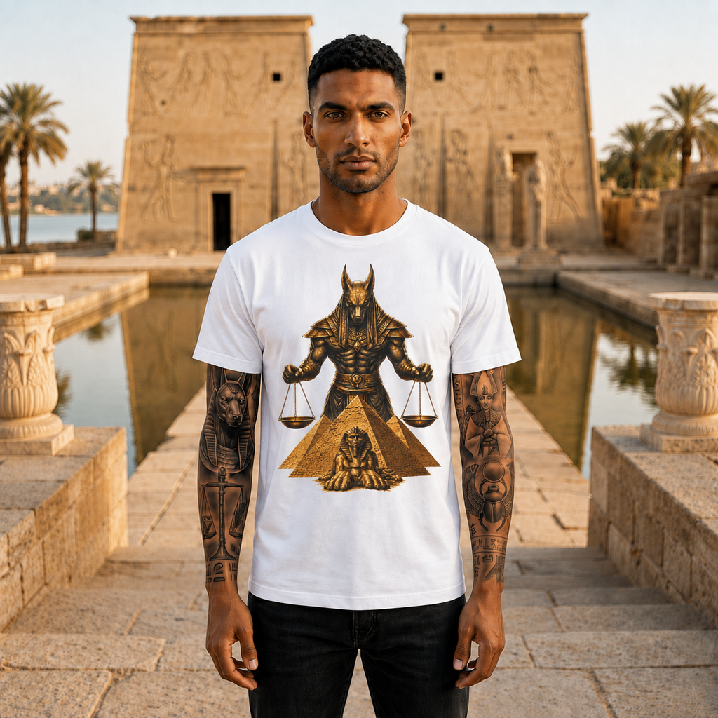 Anubis Scales T-Shirt — Egyptian God of Justice Graphic Tee