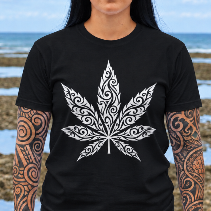 Tribal Cannabis Leaf T-Shirt