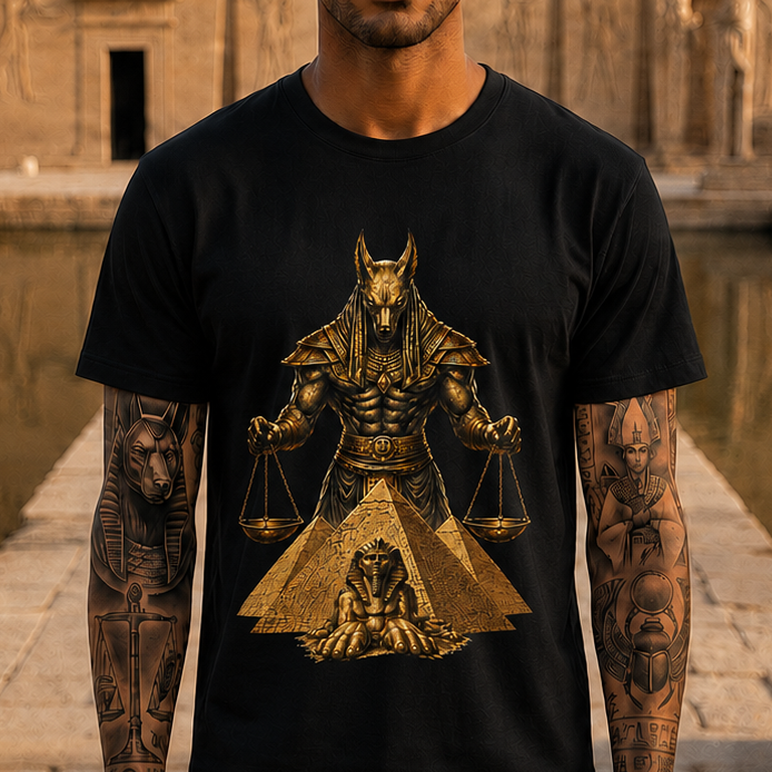 Anubis Scales T-Shirt — Egyptian God of Justice Graphic Tee