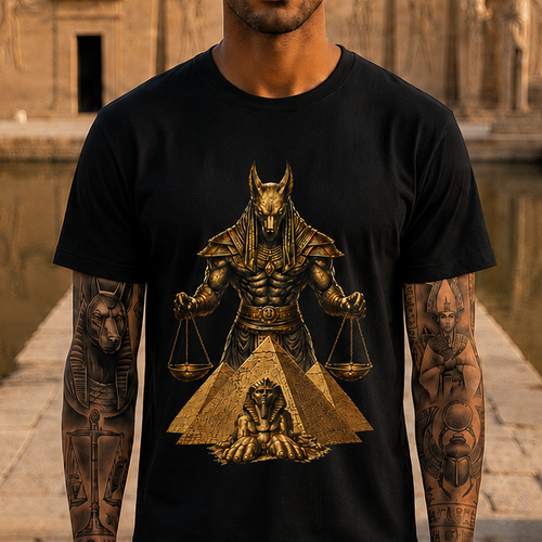Anubis Scales T-Shirt — Egyptian God of Justice Graphic Tee