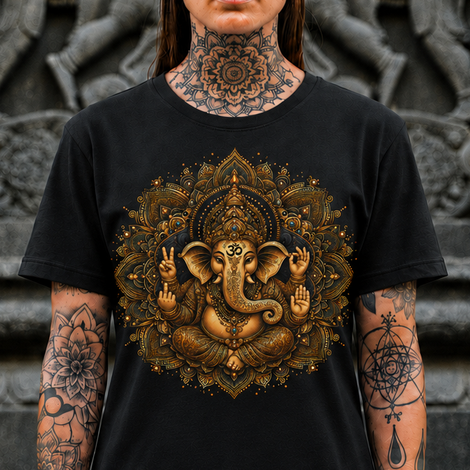 Ganesha Mandala T-Shirt — Hindu Elephant God Yoga Tee